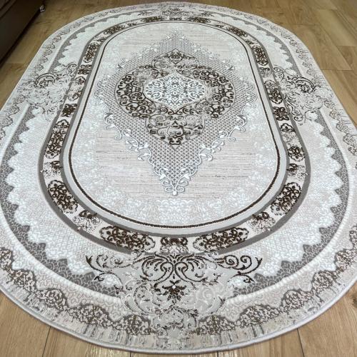 Ковер 3570A_BROWN_BROWN_OV Бежево-коричневая Овальный