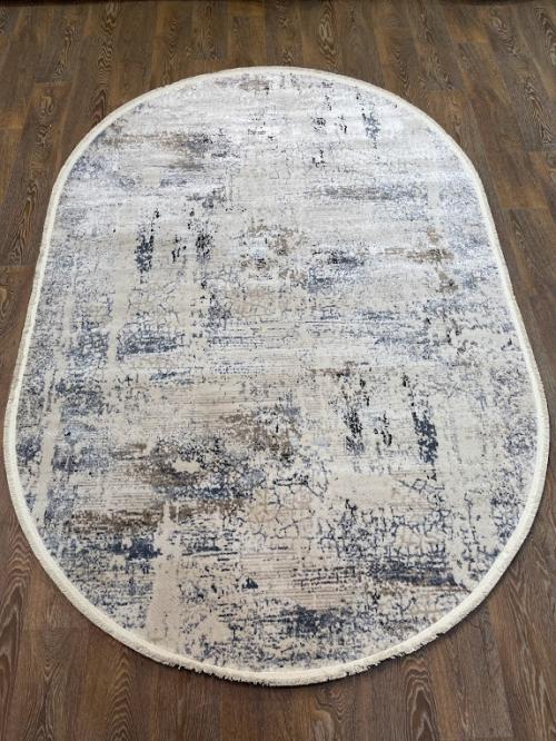 Ковер A482A-cream-blue-ov Серо-голубой Овальный