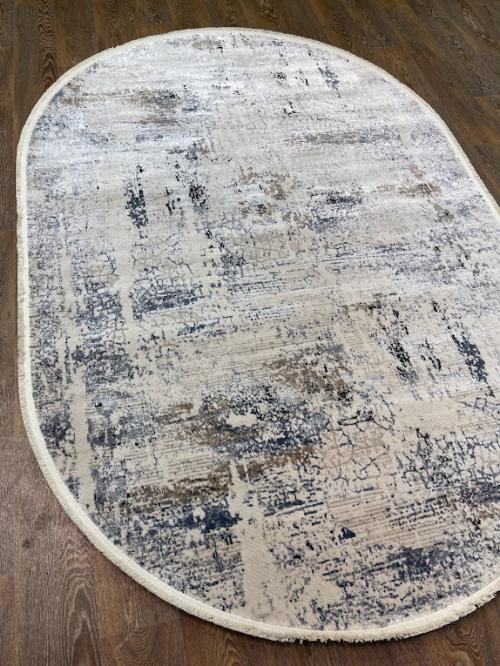Ковер A482A-cream-blue-ov Серо-голубой Овальный